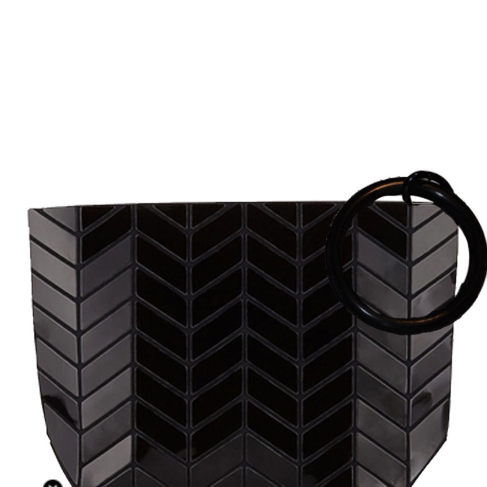 Shiny Black Patrizia Luca Chevron Clutch